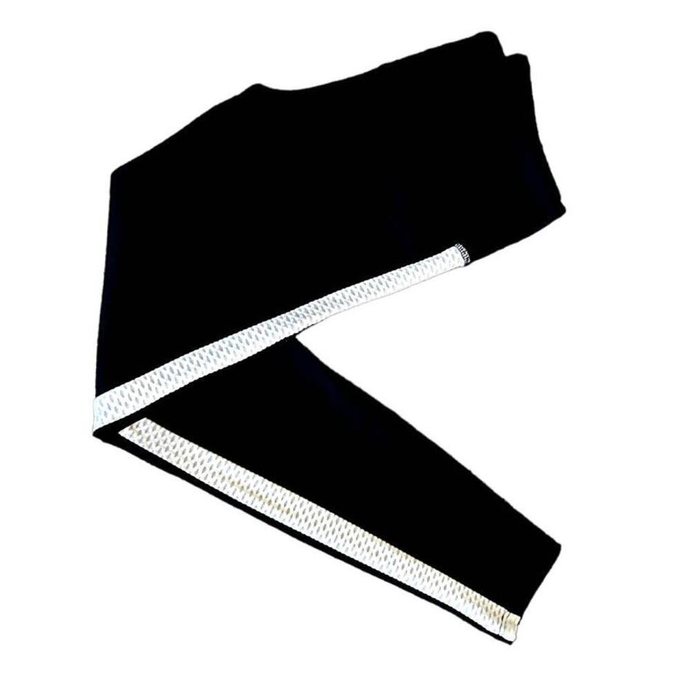 Noli Blk Womens Athletic Workout/Yoga Cropped‎ Leggings w/ Wte Side Stripes Sz L